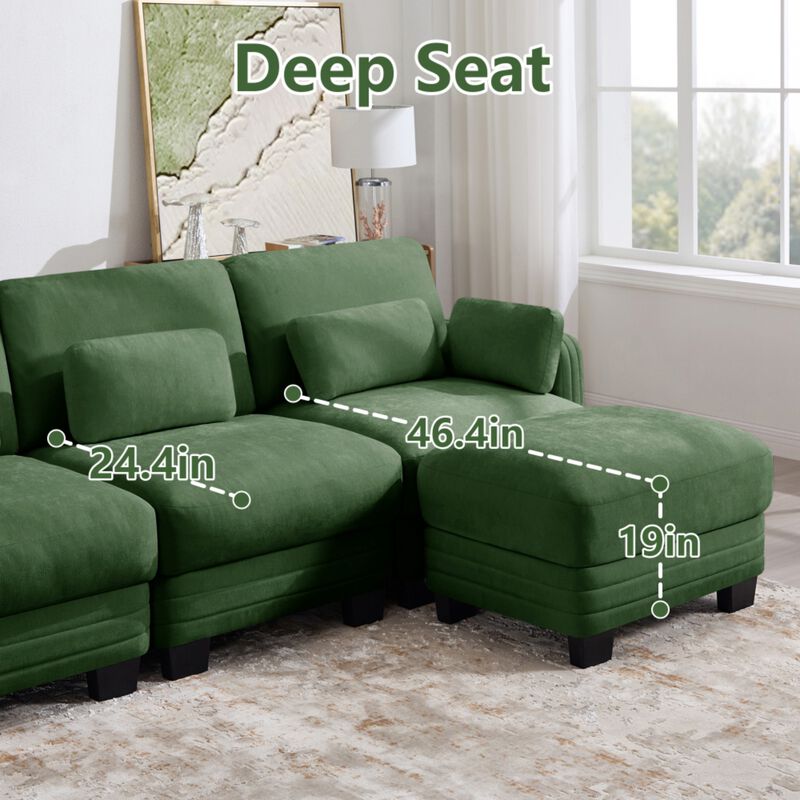 Dresok Chenille U-Shaped Modular Sectional Sofa image number 8