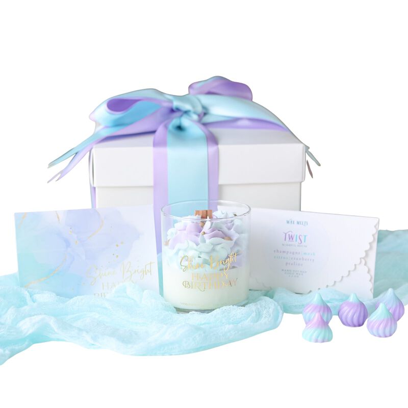 Shine Bright Happy Birtday Gift Set – Dessert Candle + Honeycomb Wax Melts