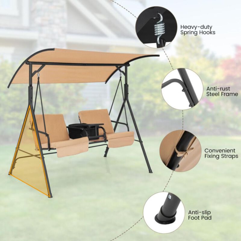 Hivvago Porch Swing Chair with Adjustable Canopy