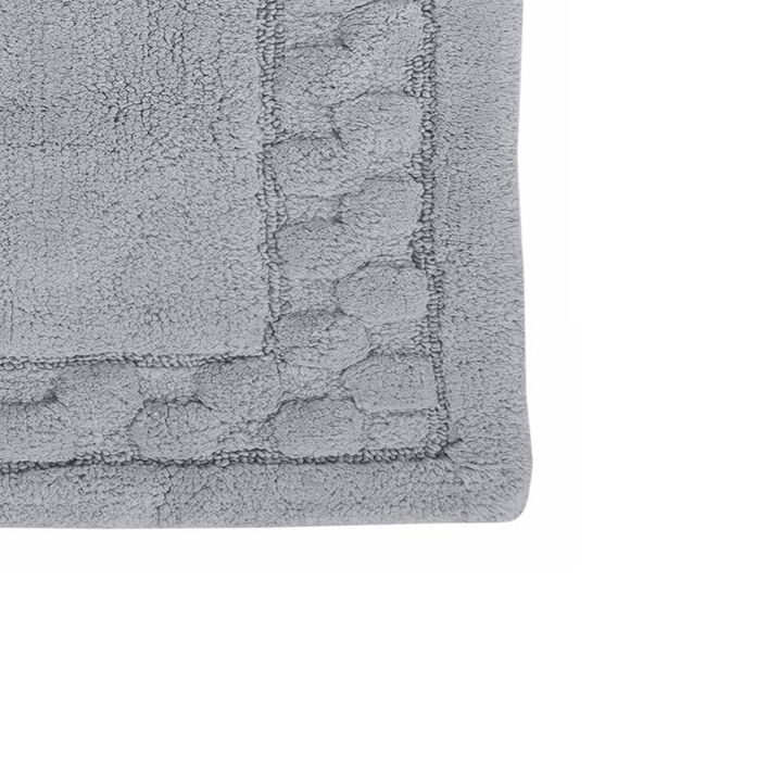Splendid Soft Plush Cotton Bath Rug Features Fashionable Sculptured Border Design And Non-Slip 17" X 24" Silver