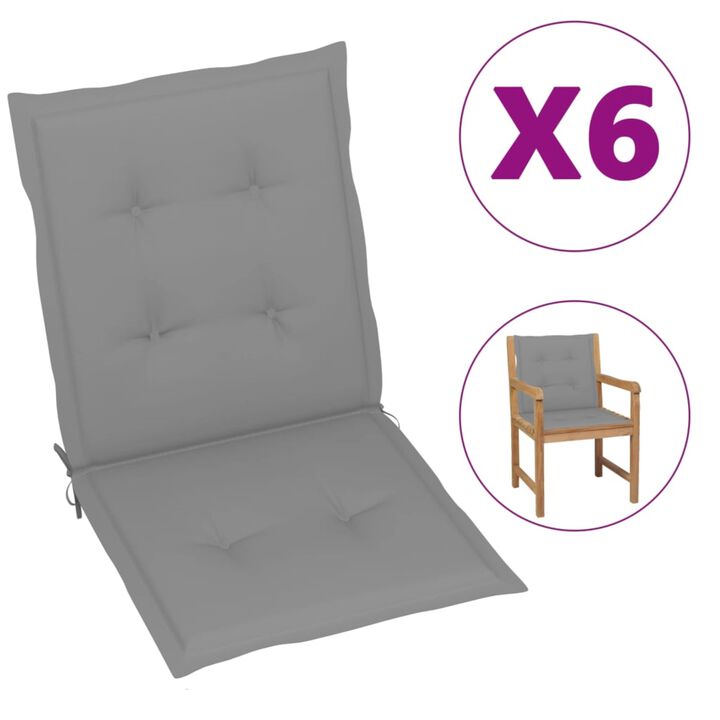 vidaXL Garden Chair Cushions 6 pcs Gray 39.4"x19.7"x1.6"