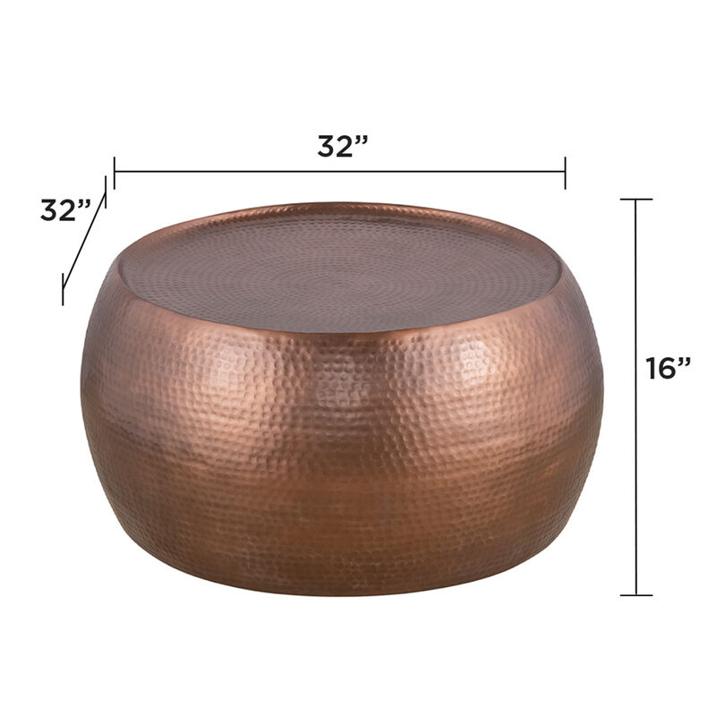 Jorevyn Gold Hammered Coffee Table image number 2