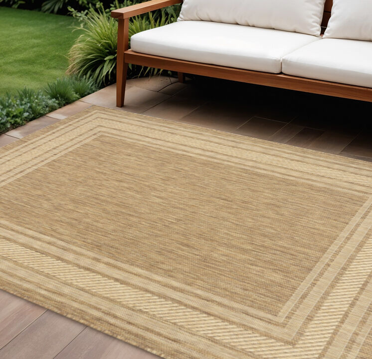 HomeRoots 6' X 9' Natural Geometric Indoor Outdoor Area Rug