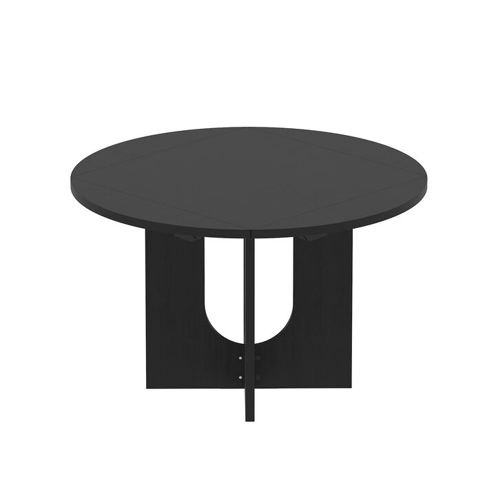 FUFU&GAGA Stylish Foldable Dining Table with Foldable and Fully Thickened Design, Wood Grain Finish, (47.2 in. W x 29.5 in. D x 33.5 in. H), Black