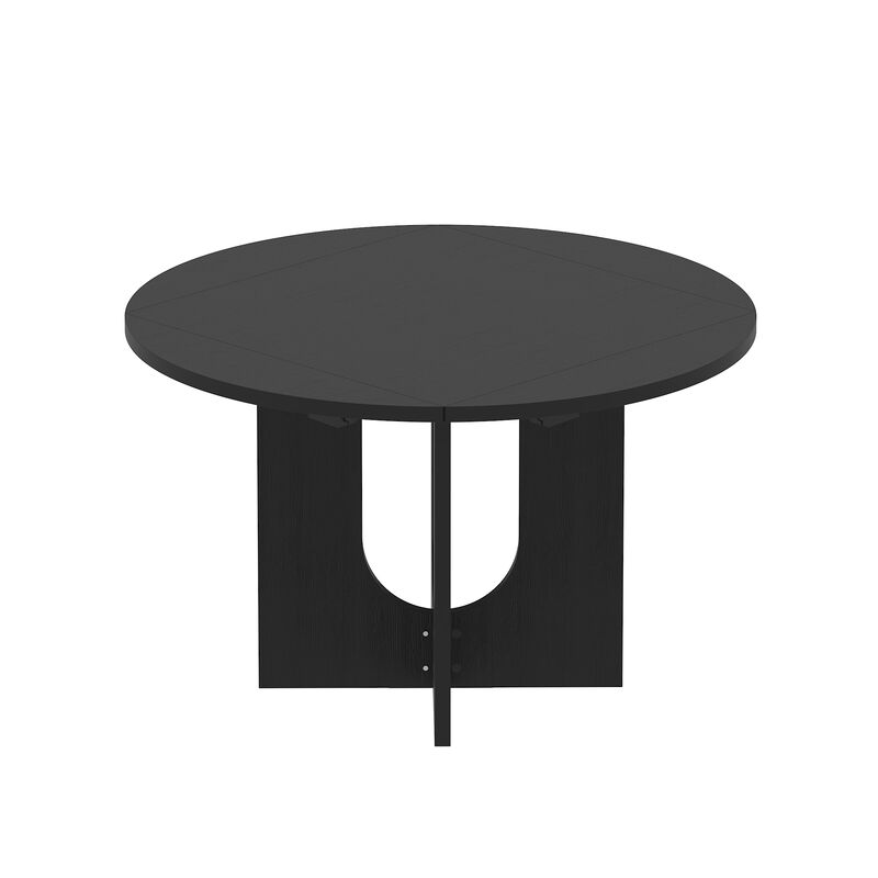 FUFU&GAGA Stylish Foldable Dining Table with Foldable and Fully Thickened Design, Wood Grain Finish, (47.2 in. W x 29.5 in. D x 33.5 in. H), Black