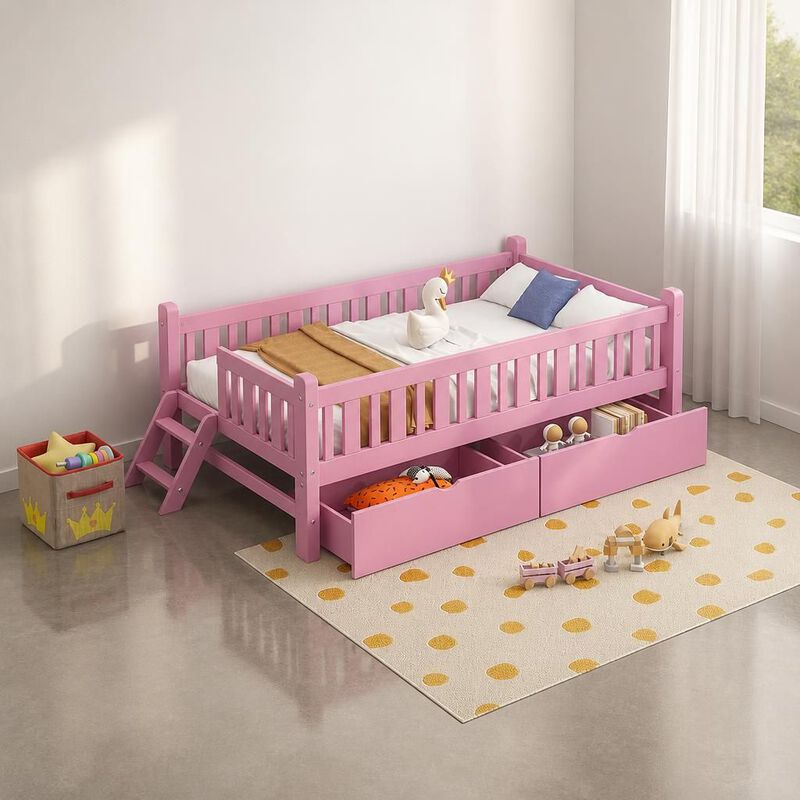 Wood Twin Size Platform Storage Bed image number 3