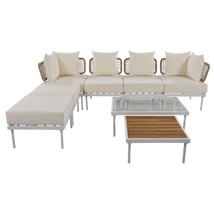 Merax Multifunctional 8 Pieces Patio Sectional Sofa Set