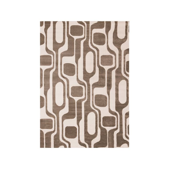 Novelle Home Logan Brown Cream Soft Abstract Modern Area Rug, 5'3 X 7'7