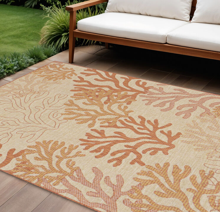 HomeRoots 6' X 9' Orange And Ivory Nautical Indoor Outdoor Area Rug