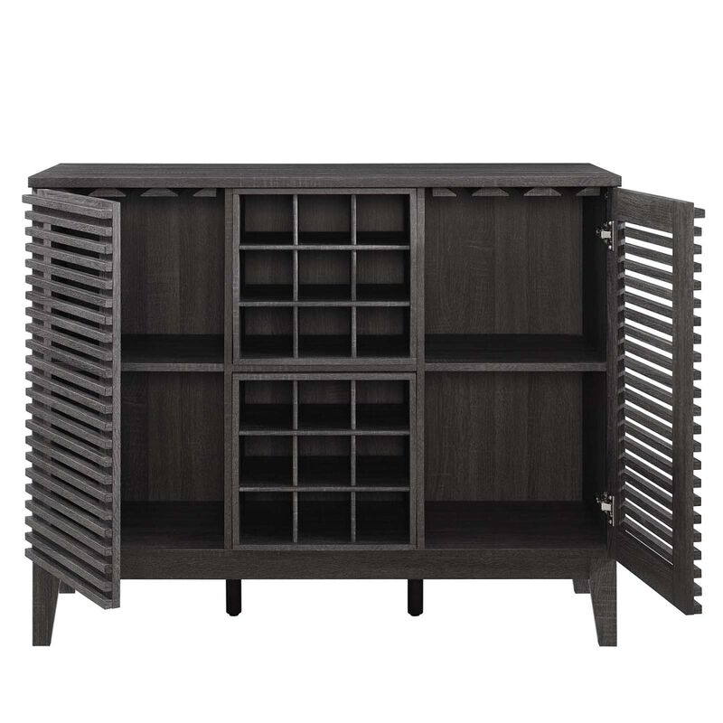 Modway Render Mid-Century Modern Wine Bar Cabinet in Charcoal 17 x 46 x 37 image number 5