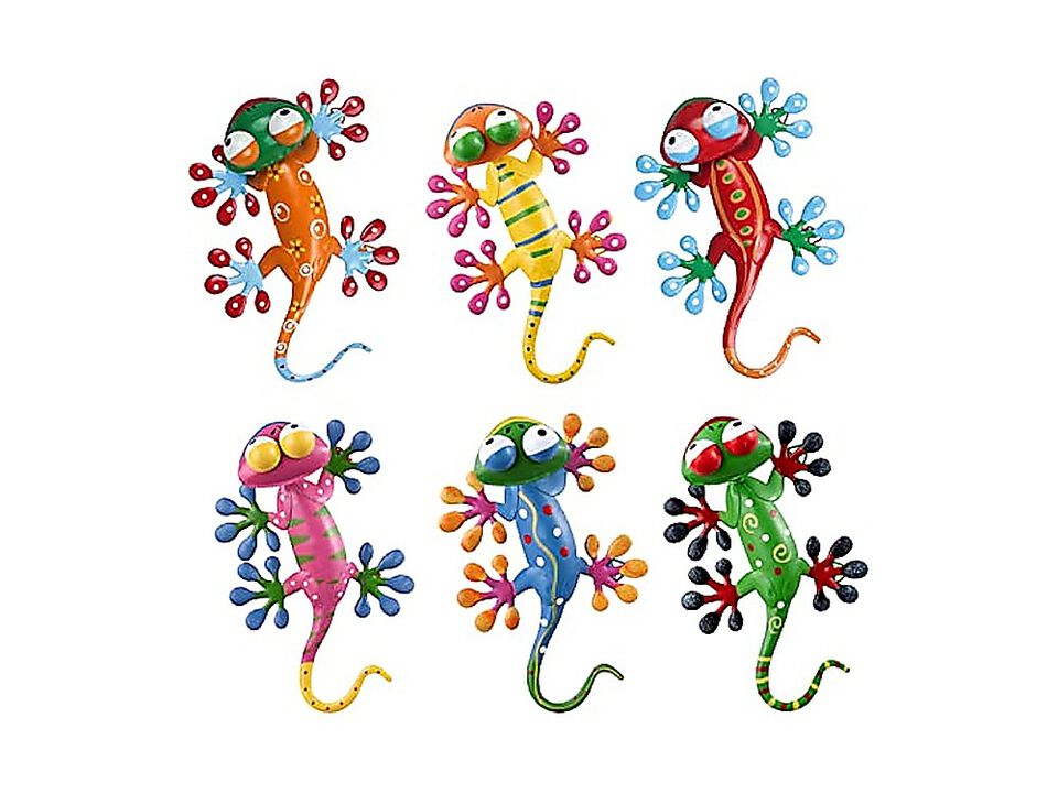Metal Gecko Outdoor Wall Decor 6 Pack Lizard Art Garden Sculptures Statues Free