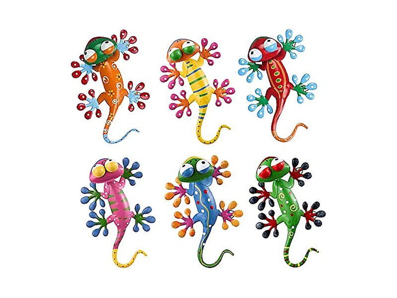 Metal Gecko Outdoor Wall Decor 6 Pack Lizard Art Garden Sculptures Statues Free image number 0