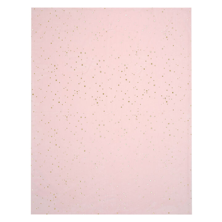 Lambs & Ivy Ballerina Baby Pink with Gold Stars 2-Sided Soft Baby Blanket