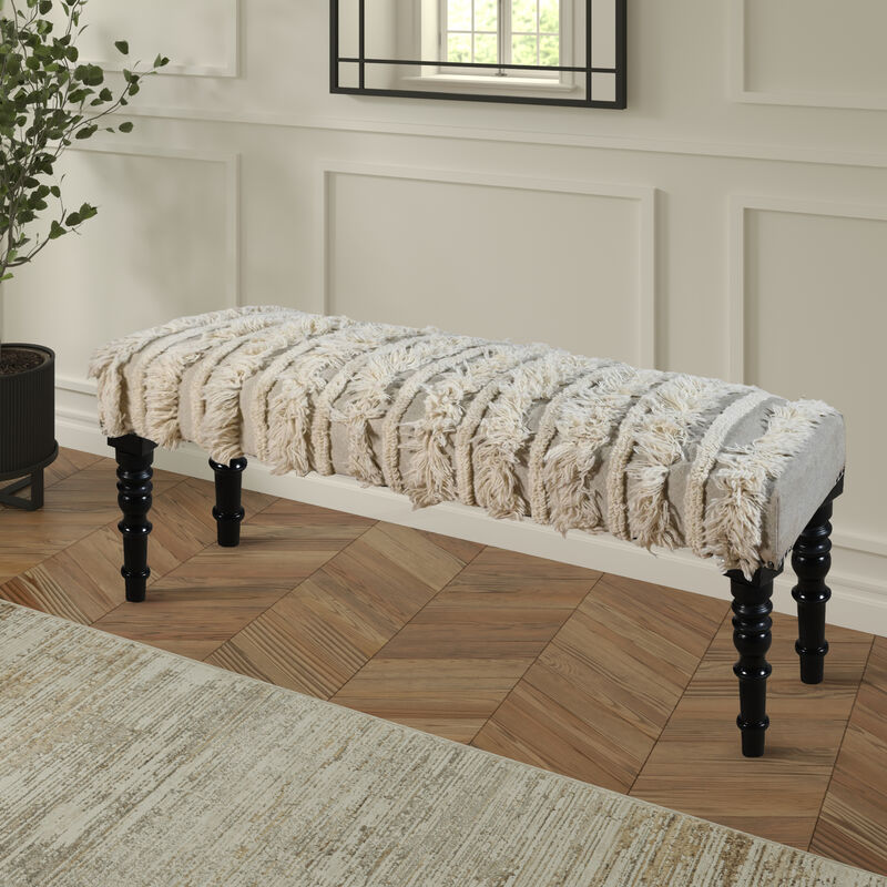 Atlas Shag Striped Wool Upholstered Accent Bench image number 5