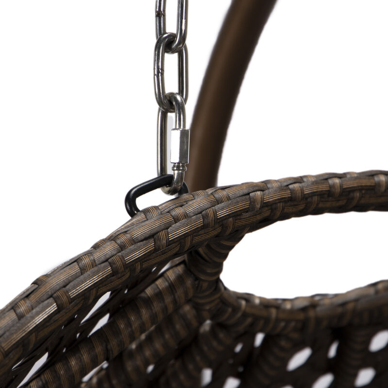 LeisureMod Mendoza Modern Wicker Hanging 2 person Egg Swing Chair Removable Cushion