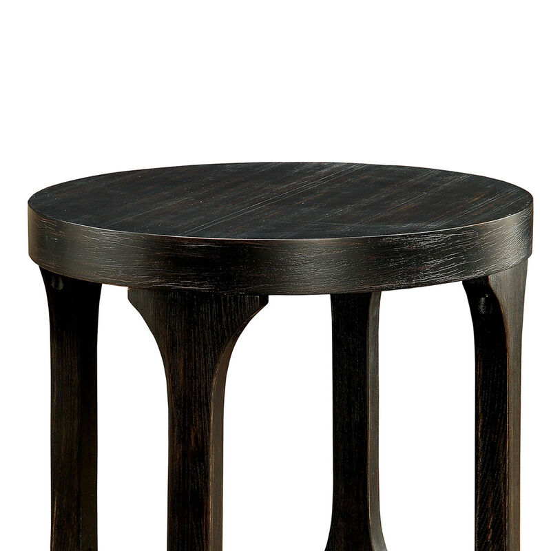 Carrie Transitional End Table, Antique Black-Benzara