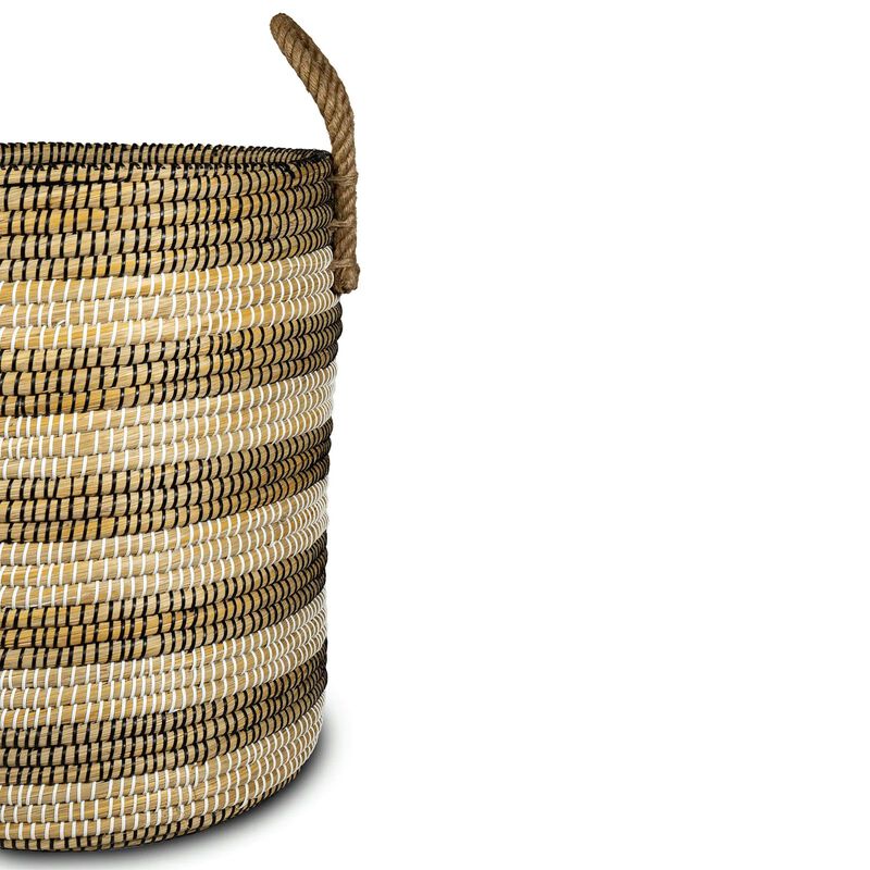 Kans Grass Cylindrical Laundry Basket with Handles & Lid image number 1