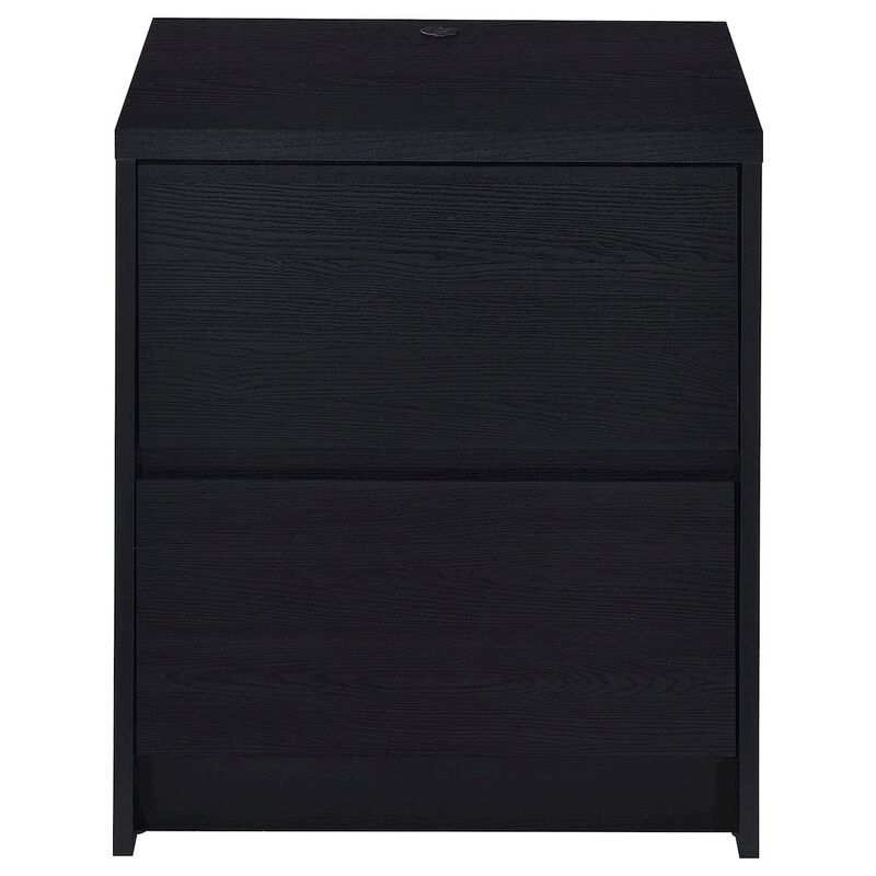 Plethoria Home Geary Black 2-drawer Nightstand LED Lights and USB