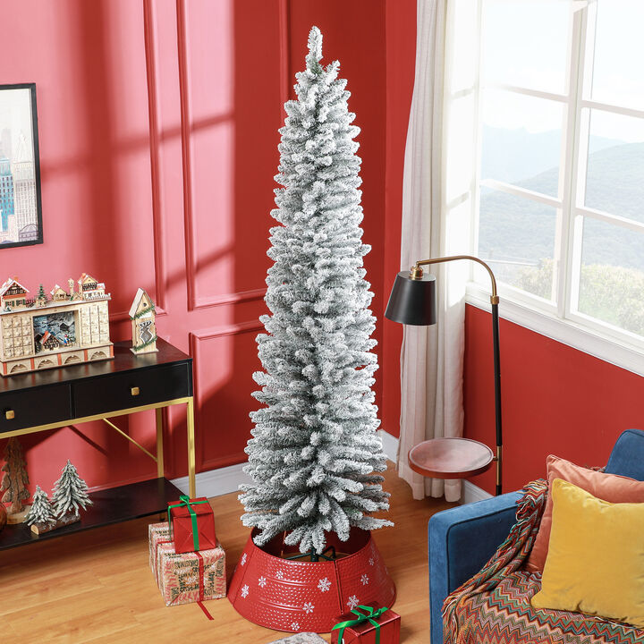 BreeBe 7ft Artificial Pencil Christmas Tree with Metal Base