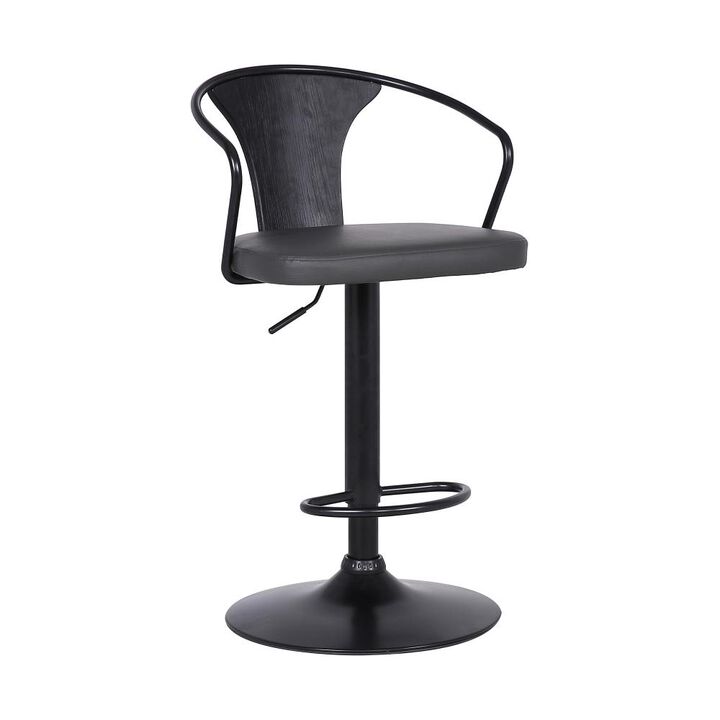 Hivvago 24 Inch Gray And Black Iron Swivel Low Back Adjustable Height Bar Chair