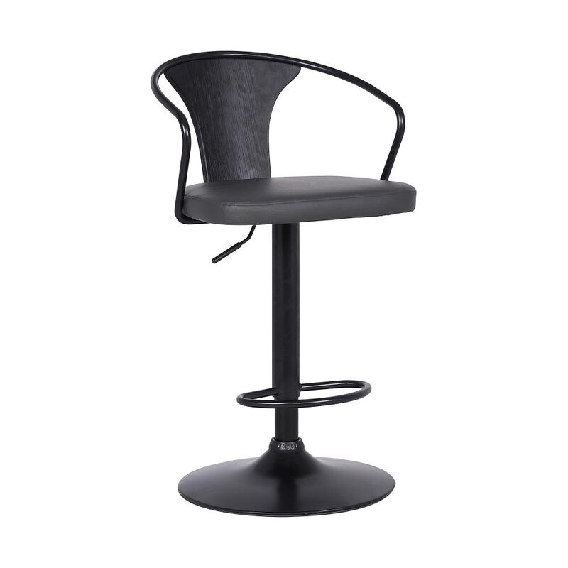 Hivvago 24 Inch Gray And Black Iron Swivel Low Back Adjustable Height Bar Chair