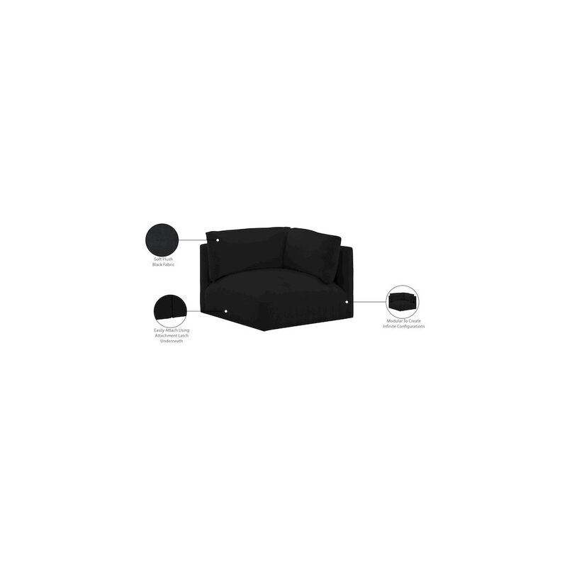 Meridian Furniture Ease Black Polyester Fabric Corner