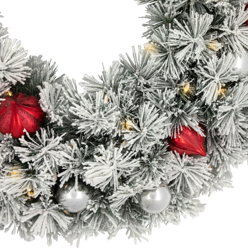Pre-Lit Snowy Bristle Pine Artificial Christmas Wreath  30-Inch  Warm White Lights image number 4