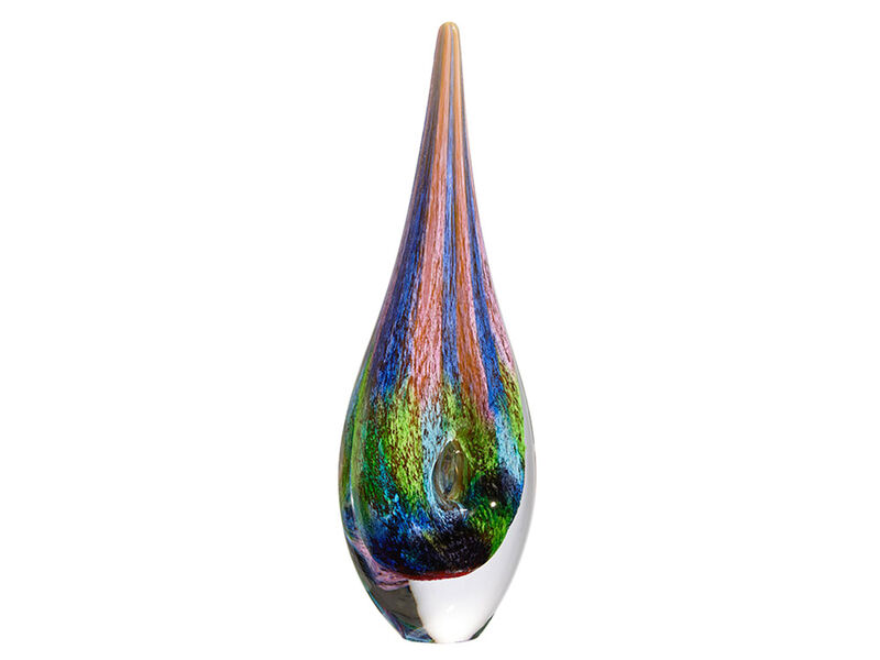 Hand Blown Abstract Hollow Tear Drop Sommerso Art Glass Sculpture