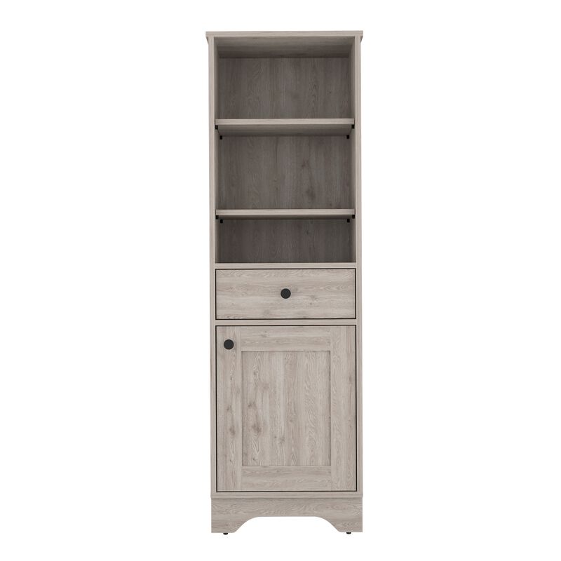St. Clair Linen Cabinet, Two Interior  Shelves, Two Open Shelves, Single Door -Light Gray