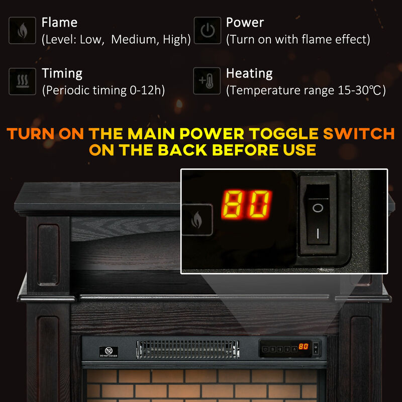 Electric fireplace heater with realistic flames and adjustable heat for cozy rooms image number 4