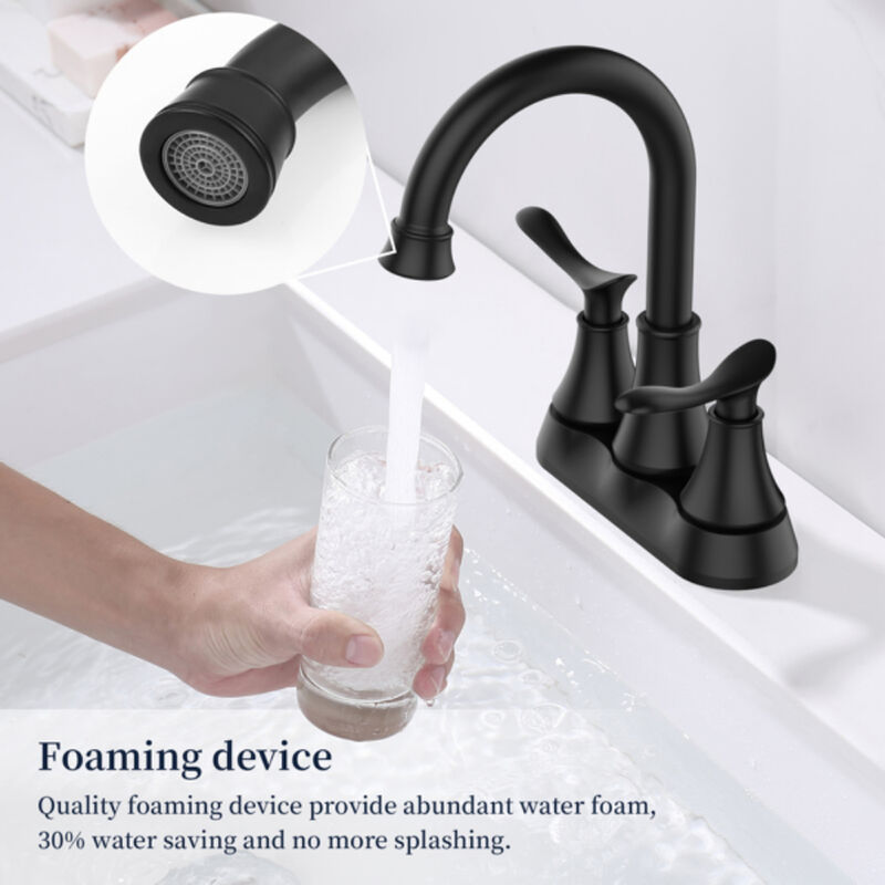 Bathroom Sink Faucet 2-Handle with Pop-Up Drain and Rotating High Arc Spout