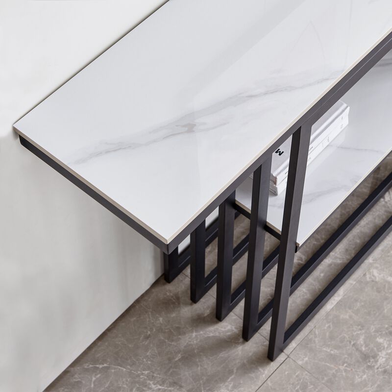 Adjustable Height Console Table with Industrial Metal Frame, 48" Corridor Solution, Black