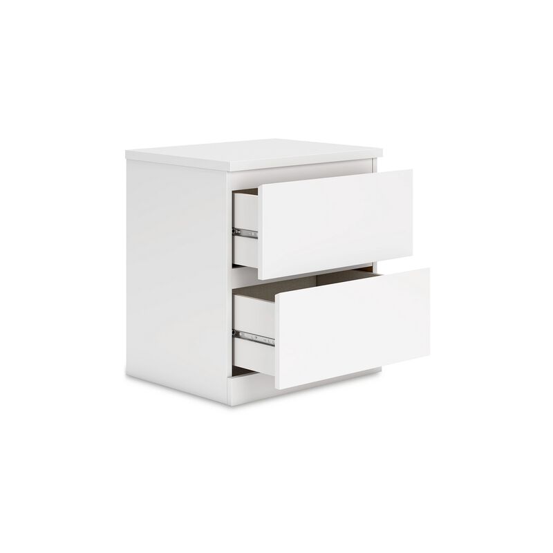 Onira Nightstand, 2 Spacious Drawers, Modern White Wood, 18 Inch