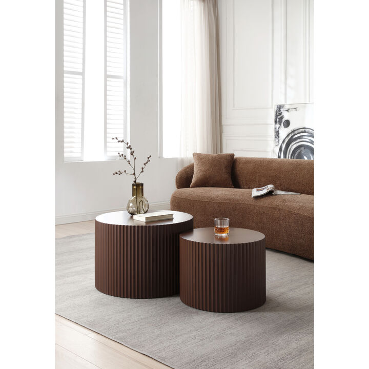Nesting Table Set of 2, MDF Coffee Table set for Living Room/Leisure Area,Brown