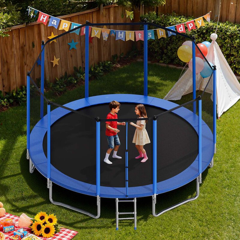 Heavy Duty Outdoor Trampoline with Enclosure Net, Round Backyard Trampoline for Kids & Adults image number 1
