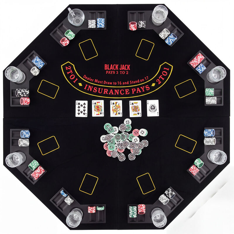 Portable 8 Player Poker Table Top with Built In Cup Holders and Chip Trays image number 8