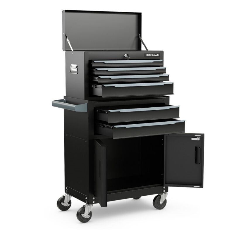 2-in-1 Rolling Tool Storage Cabinet with Drawers and Hooks image number 9
