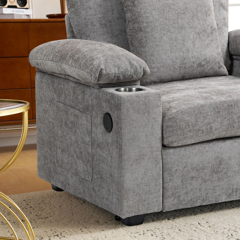 Merax Modern Oversized Chenille Fabric Chair with Ottoman & Sofa Bed Function