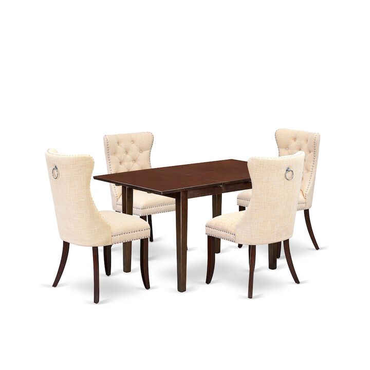 5 Piece Dining Set Consists of a Rectangle Wooden Table with Butterfly Leaf