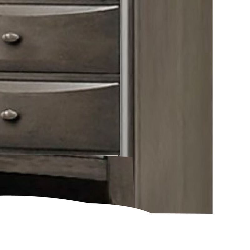 Simo Tall Dresser Chest, 5 Drawers, Chrome Handles, Modern Dark Gray