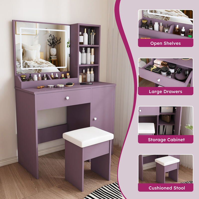Frafup Padded Stool Stylish Vanity Desk image number 6