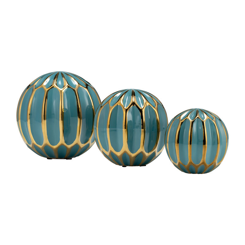 Ceramic S/3 Orbs, Turq/Gold image number 2