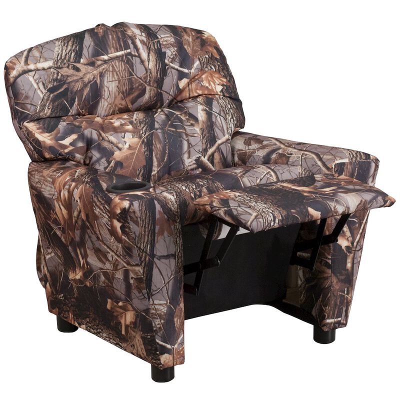 Flash Furniture Contemporary Camouflaged Fabric Kids Recliner with Cup Holder