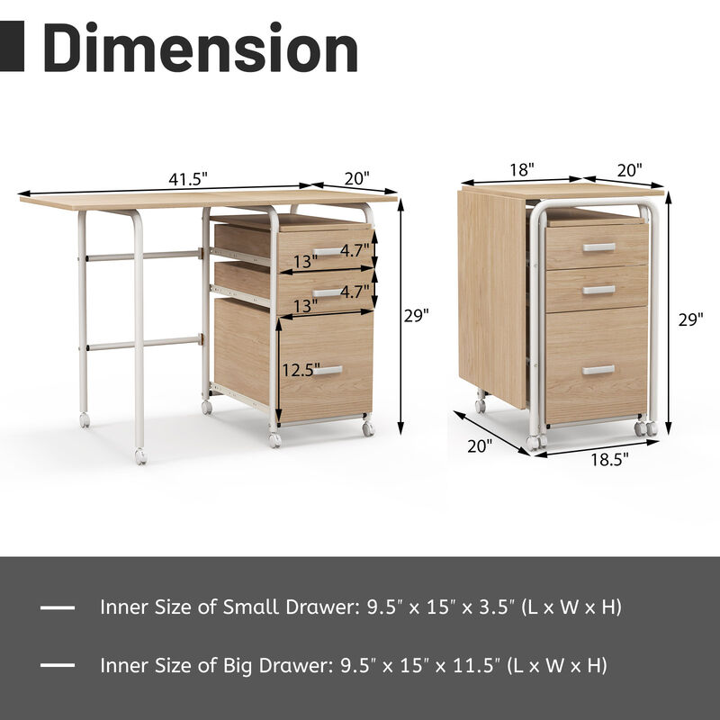Folding Computer Laptop Desk Wheeled Home Office Furniture image number 2