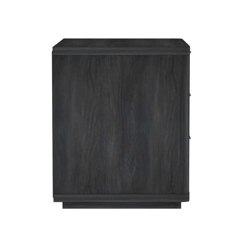 Evelyn Wide 3-Drawer Nightstand in Dark Gray