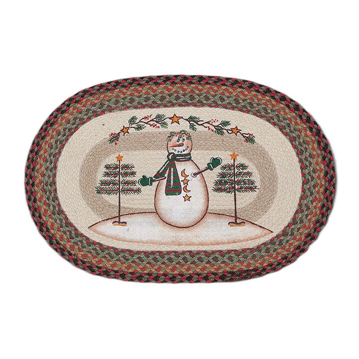 Earth Rugs Op-81 Moon & Star Snowman Oval Patch 20 X 30