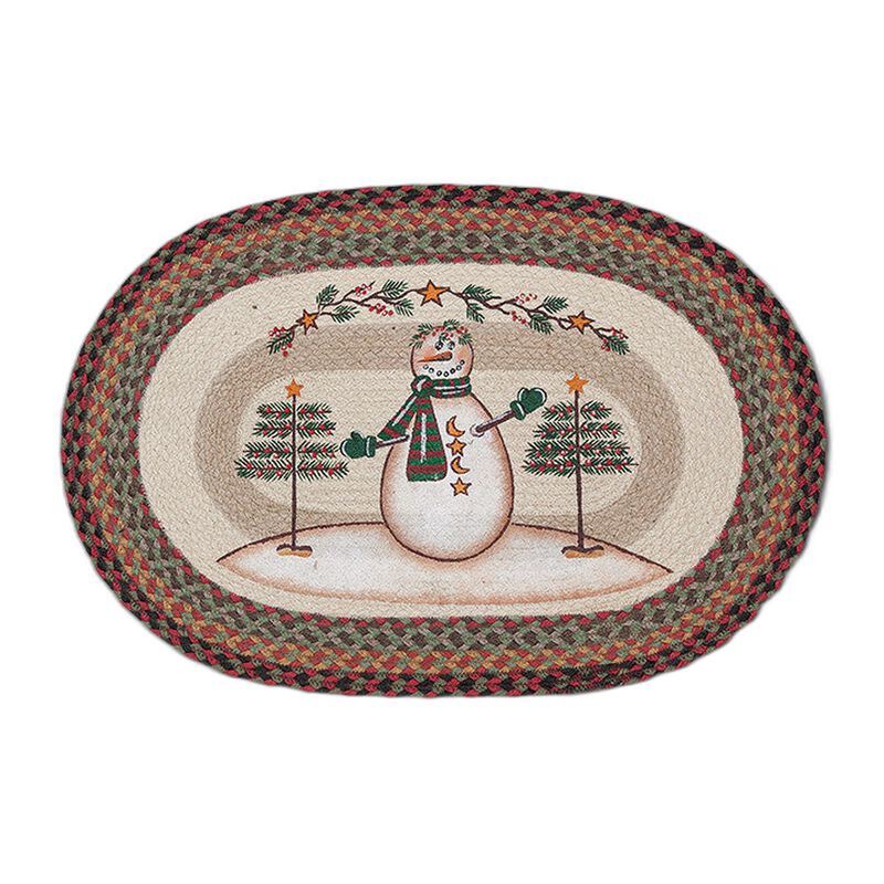 Earth Rugs Op-81 Moon & Star Snowman Oval Patch 20 X 30 image number 0