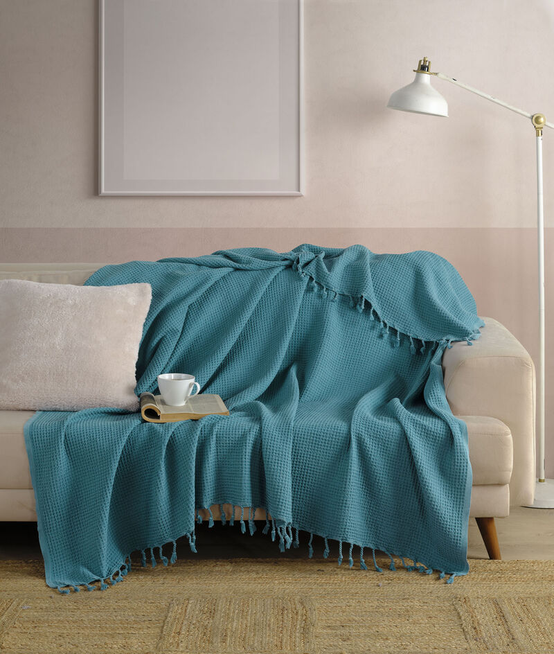 Textile Waffle Plain Cotton King Coverlet