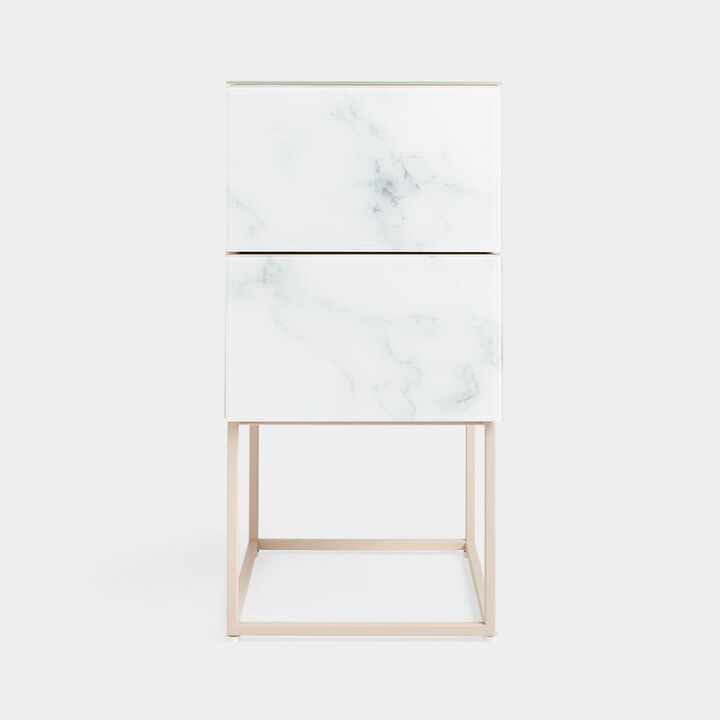 Streamdale Tempered Glass Bedside Table with Drawer