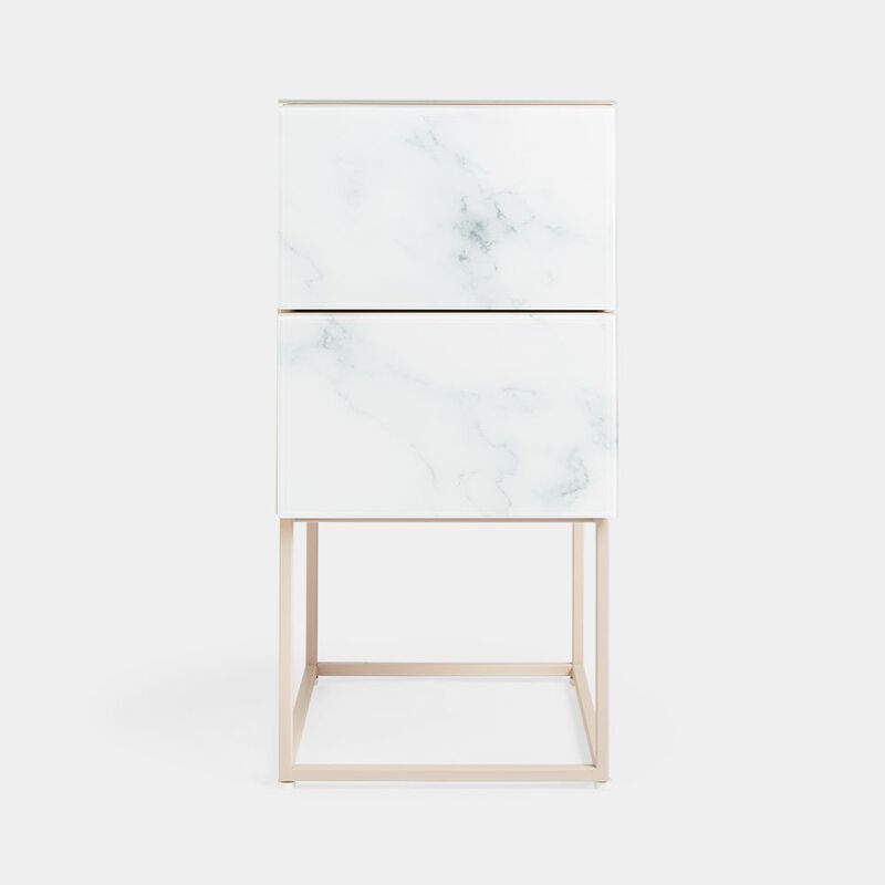 Streamdale Tempered Glass Bedside Table with Drawer